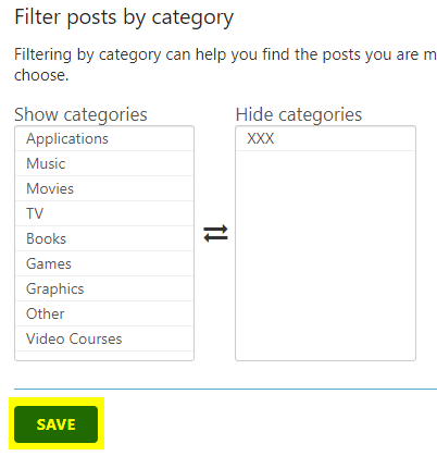 Save settings