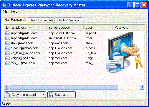 Registration code email password recovery master