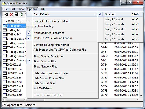 OpenedFilesView 1.61 Multilingual + Portable