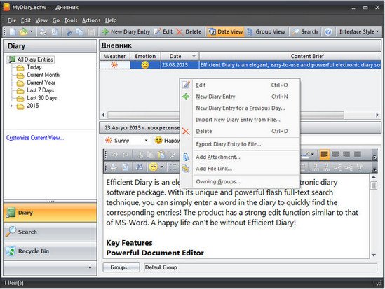 Efficient Diary Pro v5.10 build 511 Multilingual + Portable 