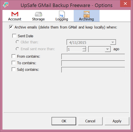 UpSafe Free Gmail Backup 1.03.334