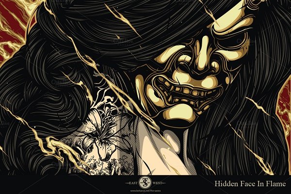 Vector Hidden face in flame