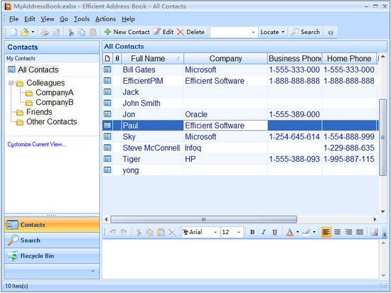 Efficient Address Book v5.10 build 511 Multilingual + Portable 