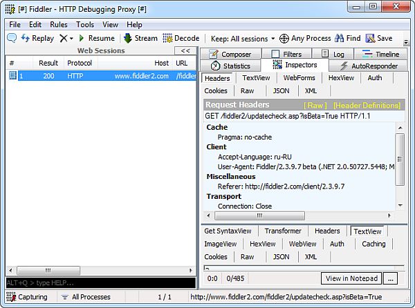 Fiddler Web Debugger 2.6.1.0 for NET 2 / 4.6.1.0 for NET 4 