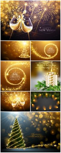 Christmas+vector+background%2C+glasses+of+champagne%2C+Christmas+tree+candles