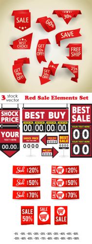 Vectors+-+Red+Sale+Elements+Set