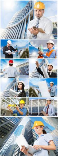 Architect+on+building+background+-+Stock+photo