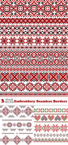 Vectors+-+Embroidery+Seamless+Borders