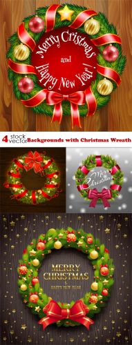 Vectors+-+Backgrounds+with+Christmas+Wreath
