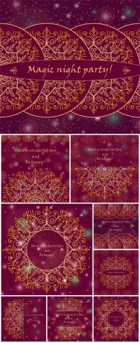 Template+greeting+card+design+decorated+with+shiny+golden+pattern+in+oriental+style