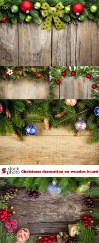 Photos+-+Christmas+decoration+on+wooden+board