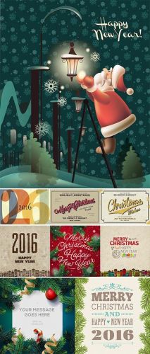 Stock+vintage+christmas+poster+2016+vector