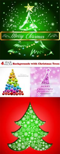 Vectors - Backgrounds with Christmas Trees