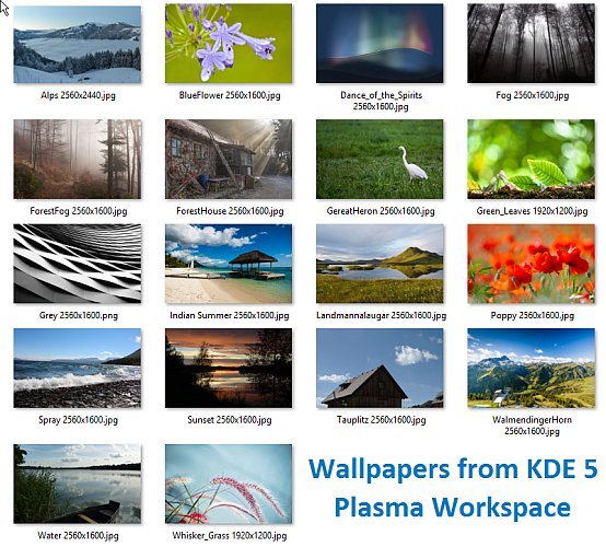 Wallpapers from KDE 5 Plasma Workspace