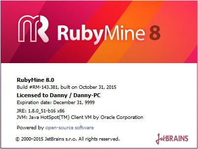JetBrains RubyMine 8.0.0 Build 143.381