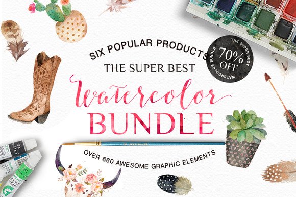 CreativeMarket - Watercolor Bundle