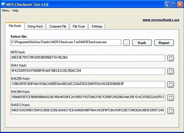 NoVirusThanks MD5 Checksum Tool 3.9.0.0 Multilingual + Portable