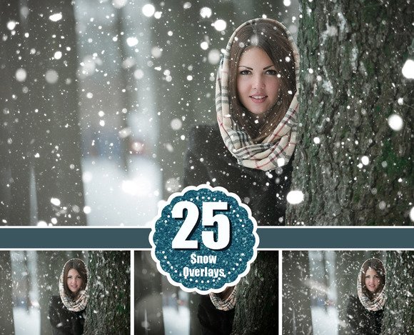 CreativeMarket - Realistic snow winter photo overlay