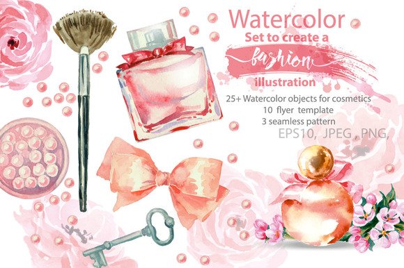 CreativeMarket - Watercolor Set to create a fashion i