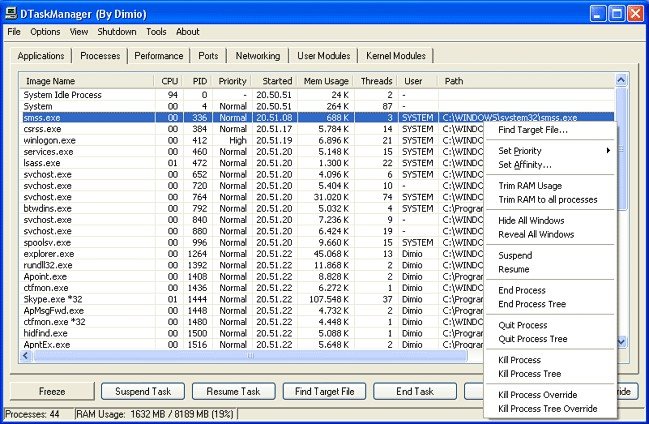 DTaskManager 1.55 portable