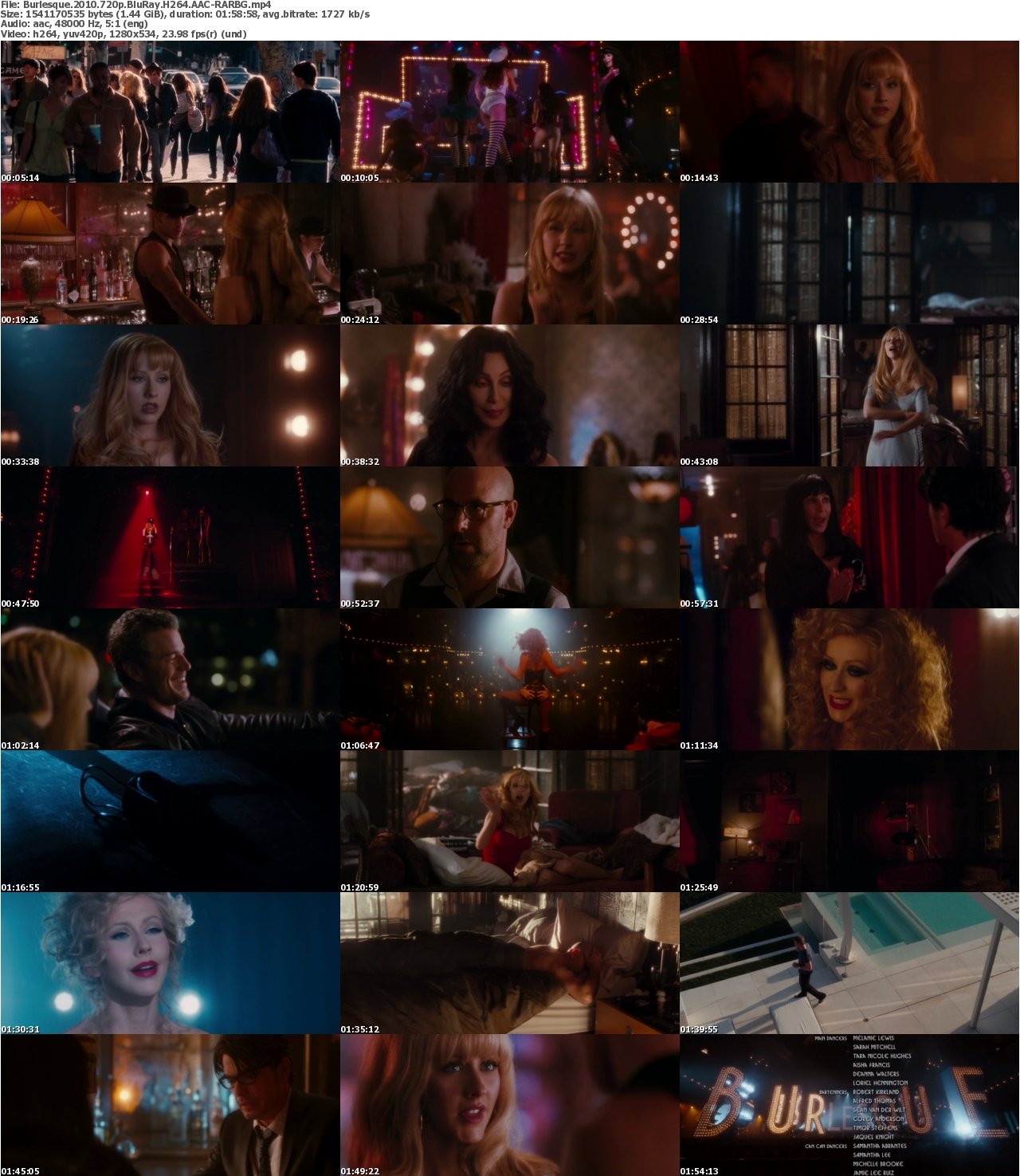 Burlesque 2010 720p BluRay H264 AAC-RARBG