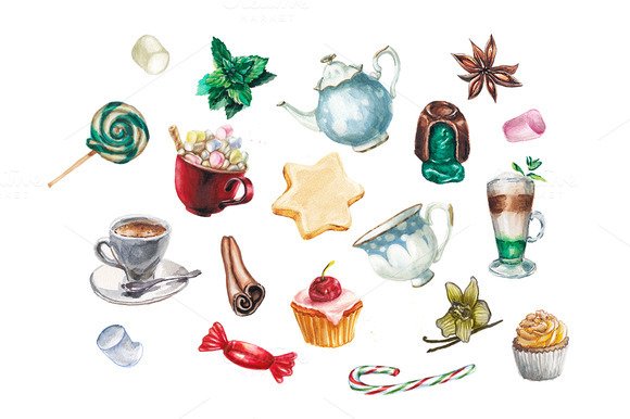 CreativeMarket - Watercolor delicious colllection