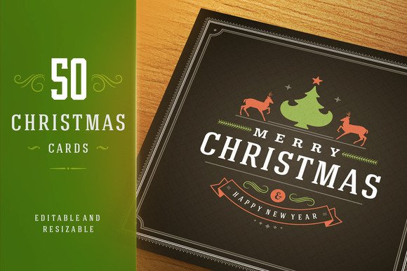 CreativeMarket - 50 Christmas greeting cards + bonus