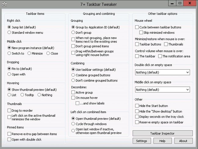 7+ Taskbar Tweaker 5.14.3.0 download the new version