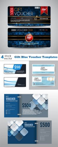 Vectors - Gift Blue Voucher Templates