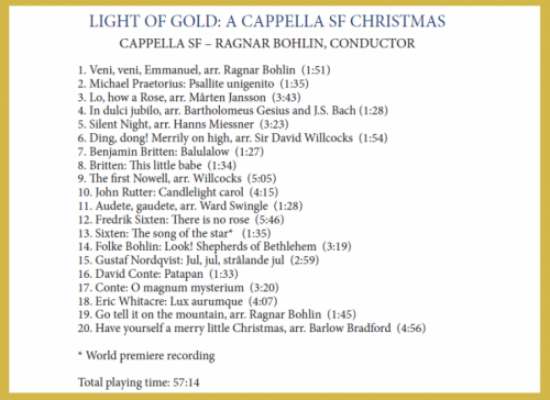 Cappella SF Christmas - Light of Gold, 2015 (HDtracks)