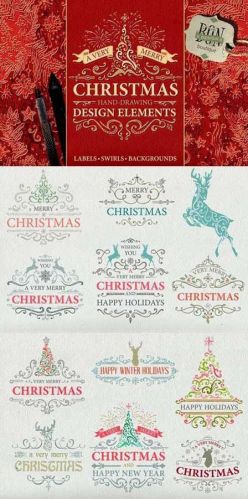 CreativeMarket - Christmas Hand-sketched KIT II