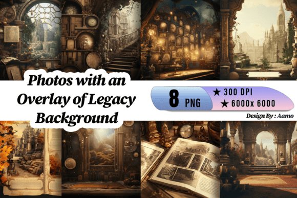 8 Photos with an Overlay of Legacy Backgrounds Pack
