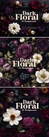 15 Dark Floral Backgrounds Collection