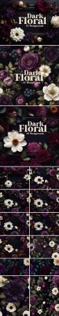 15 Dark Floral Backgrounds Collection