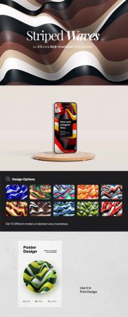 10 Colorful 3D Striped Wave Backgrounds Pack