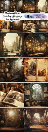 8 Photos with an Overlay of Legacy Backgrounds Pack