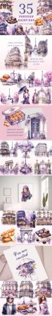 35 Parisian Rainy Day PNG Clipart Bundl