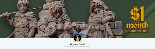 Drunken Dwarf - Collection 3D Printable Miniatures 2021-2023