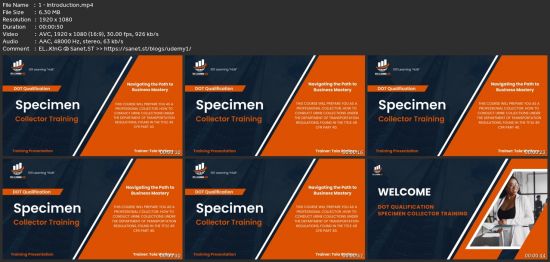 Dot Qualification Specimen Collector Training
