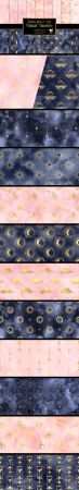 Watercolor Blush &amp; Navy Celestial Textures Pack