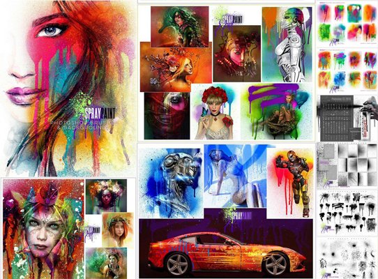 Rons Spray Paint Brushes &amp; Backgrounds for Photoshop