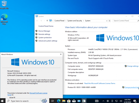 Windows 10 22H2 build 19045.4355 8in1 Preactivated Multilingual