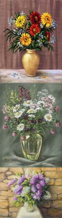 Oil Painting on Canvas of a Beautiful Still Life with Flowers in a Nice Vase II