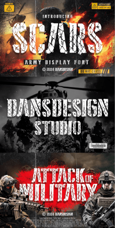 EE - SCARS Display Stencil Army Font TNDM736