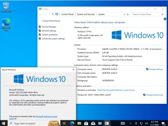 Windows 10 22H2 build 19045.4651 8in1 Preactivated Multilingual