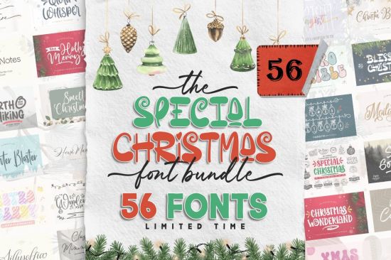 The Special Christmas Font Bundle - 56 Premium Fonts