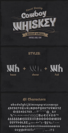 EE - Cowboy Whiskey - vintage label layered font XGVCGN7