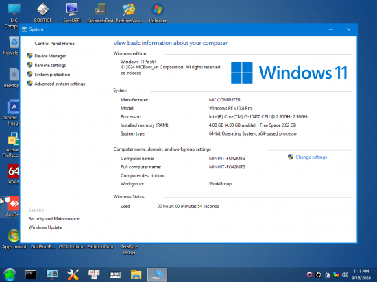WinPE MCBoot VN Version 10.4 build 010824 Pro 2024