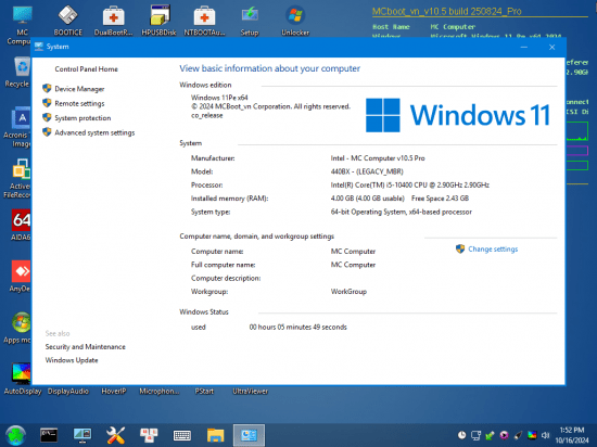 WinPE MCBoot VN Version 10.5 build 250824 Pro 2024