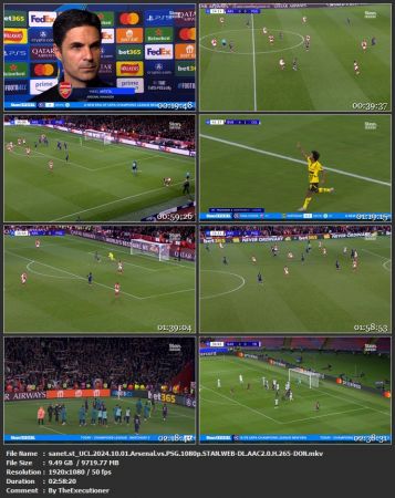 UCL 2024 10 01 Arsenal vs PSG 1080p STAN WEB H265-DON